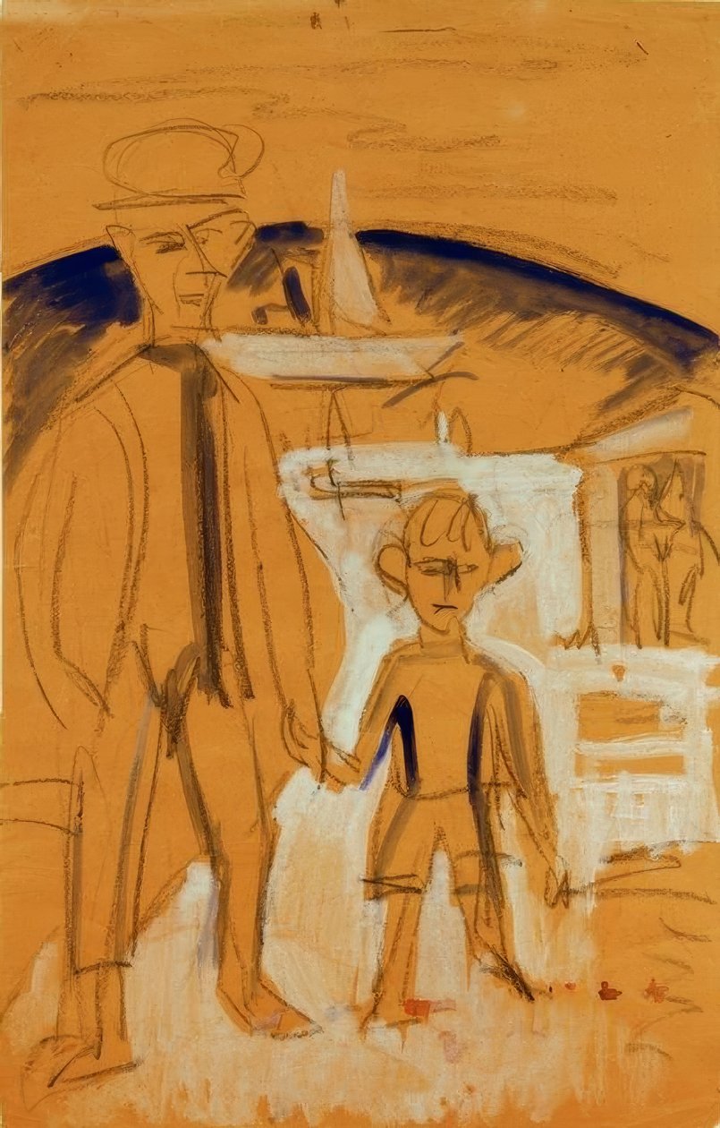 Halász fiúval a kezében alkotó: Ernst Ludwig Kirchner