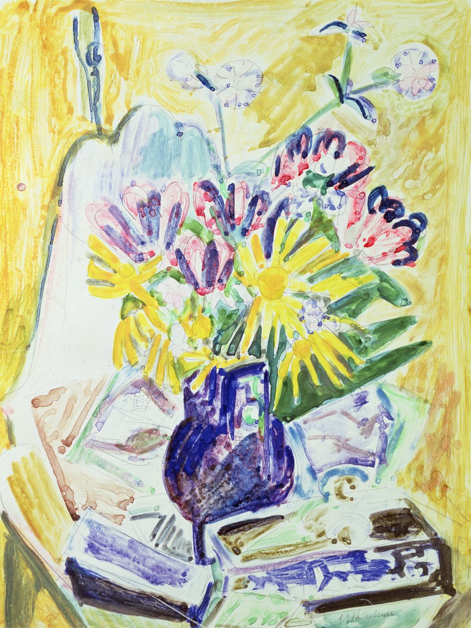 Virágok vázában, 1918-19 (wc papíron) alkotó: Ernst Ludwig Kirchner