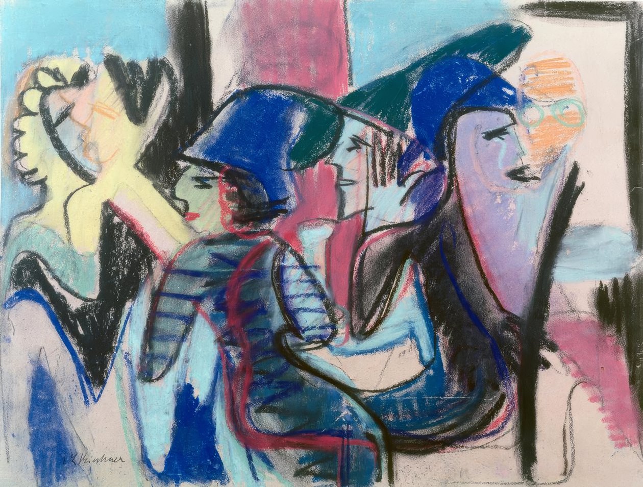 Öt vendég a kávézóban alkotó: Ernst Ludwig Kirchner