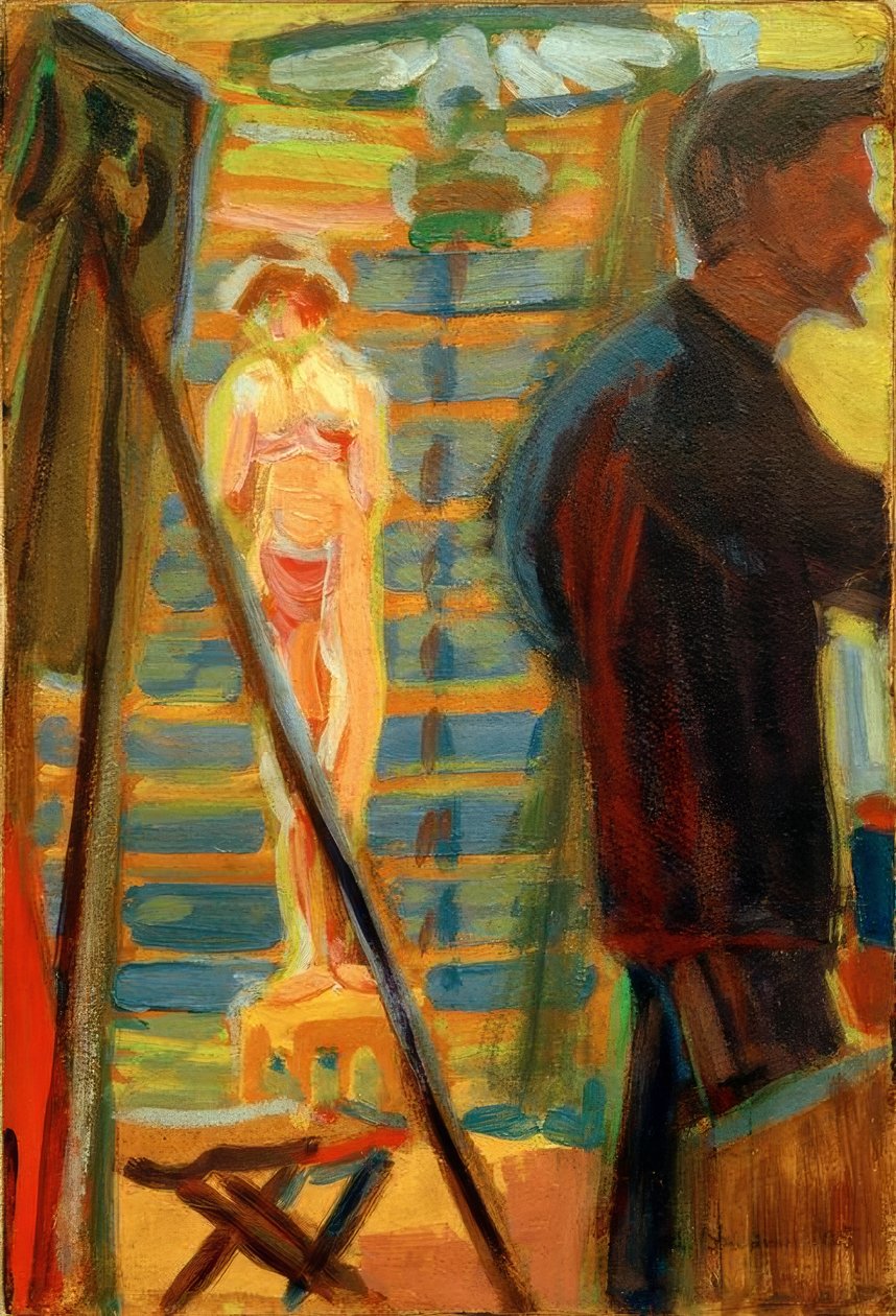 Heckel és modell a stúdióban alkotó: Ernst Ludwig Kirchner