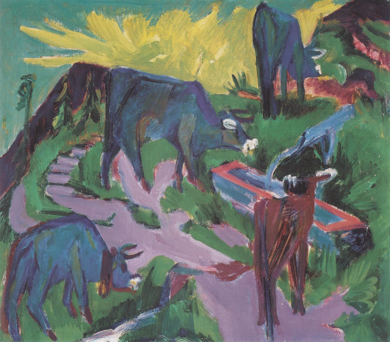 Tehenek naplementekor alkotó: Ernst Ludwig Kirchner