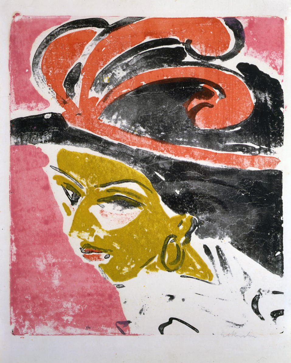 Cocottes fej toll sapkával alkotó: Ernst Ludwig Kirchner