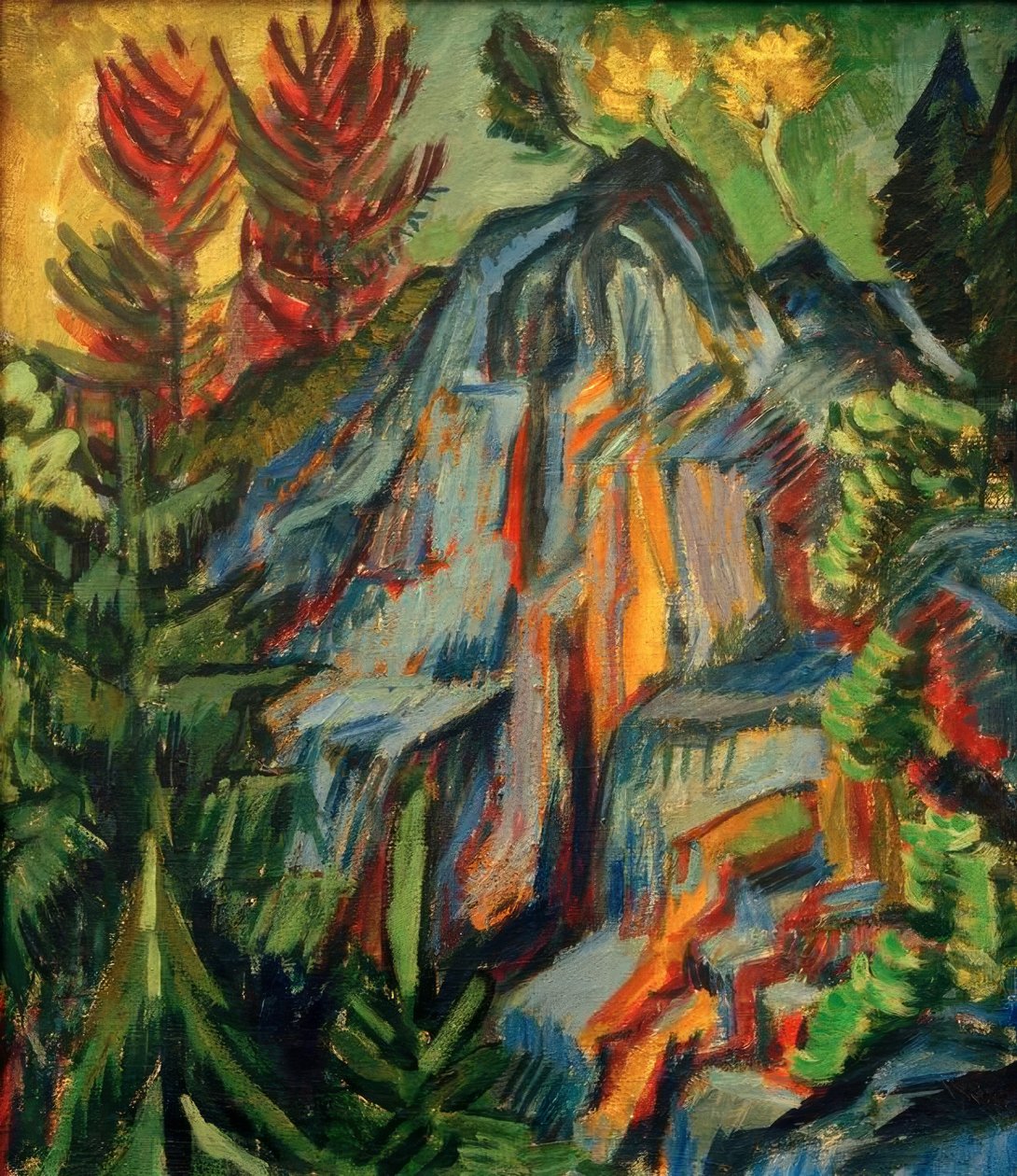 Táj kék sziklákkal és vízeséssel alkotó: Ernst Ludwig Kirchner