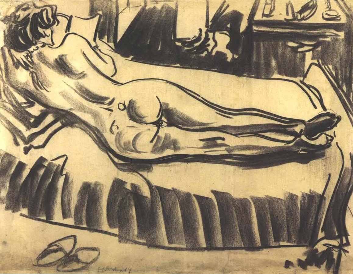 Meztelen a kanapén fekszik alkotó: Ernst Ludwig Kirchner