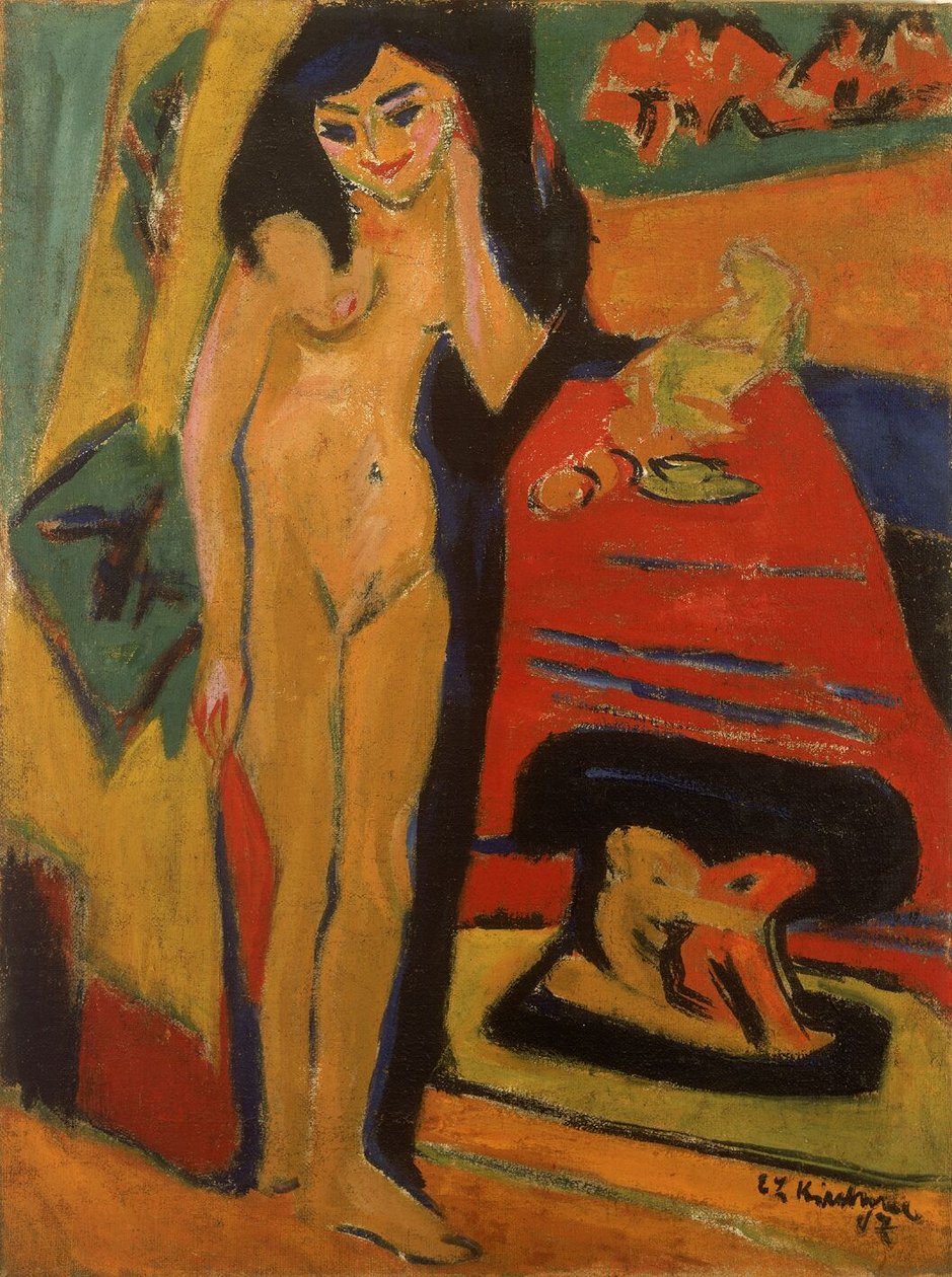 Meztelen lány a függöny mögött alkotó: Ernst Ludwig Kirchner