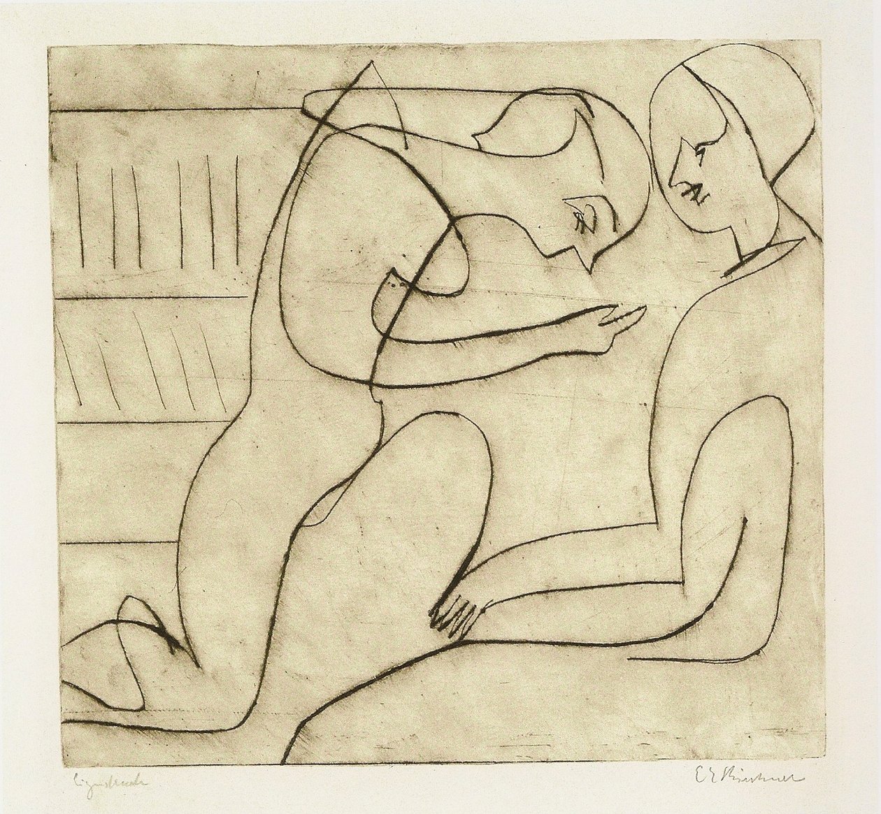 Pár a könyvtárban alkotó: Ernst Ludwig Kirchner
