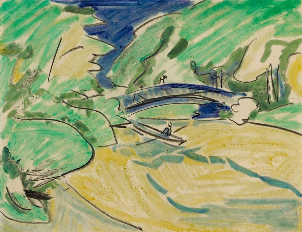 Evezős csónak a híd alatt alkotó: Ernst Ludwig Kirchner