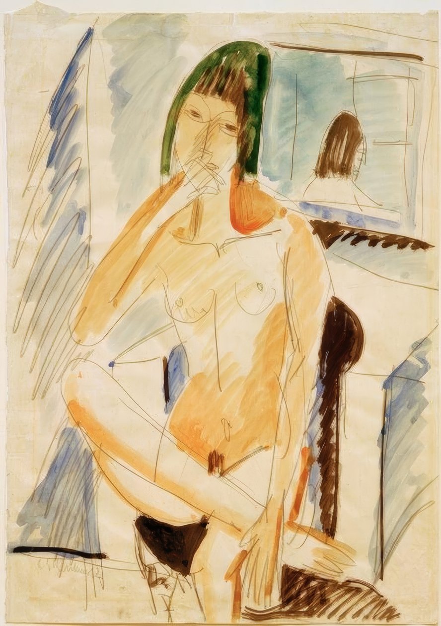 Meztelenül ül a kék karosszékben alkotó: Ernst Ludwig Kirchner