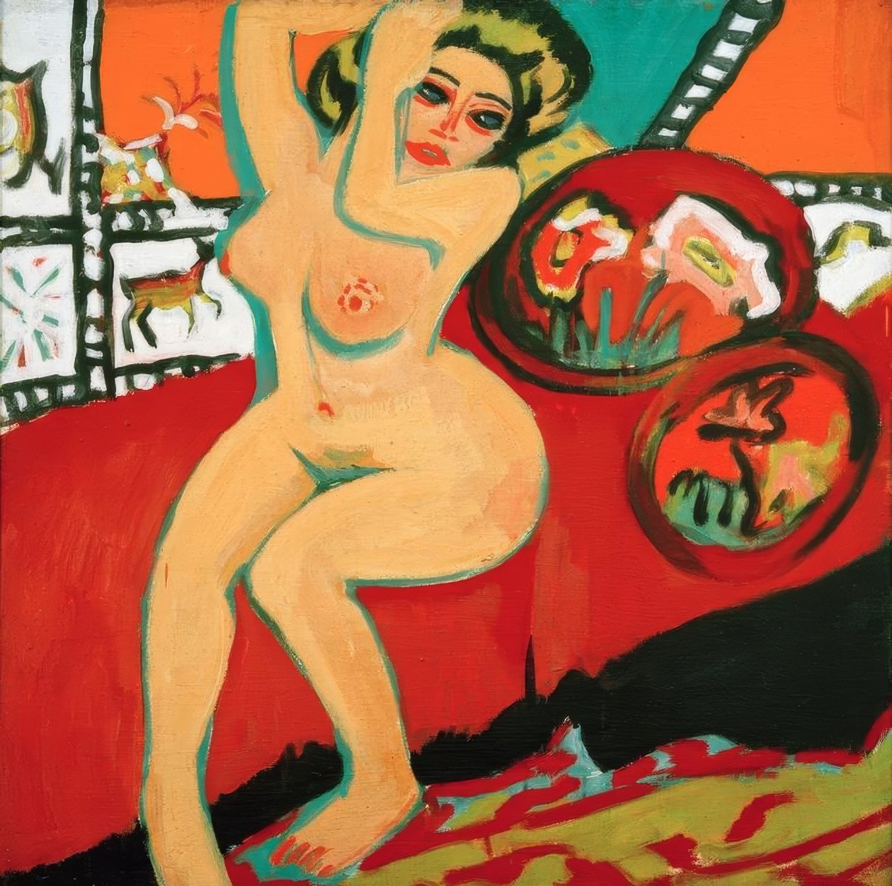 Ülő aktus felemelt karral alkotó: Ernst Ludwig Kirchner