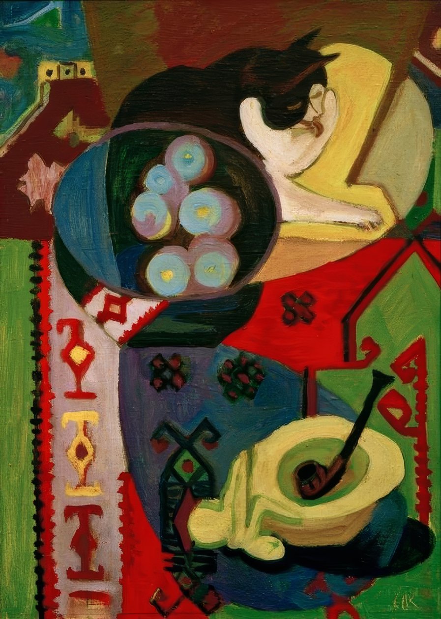 Csendélet macskával és pipával alkotó: Ernst Ludwig Kirchner