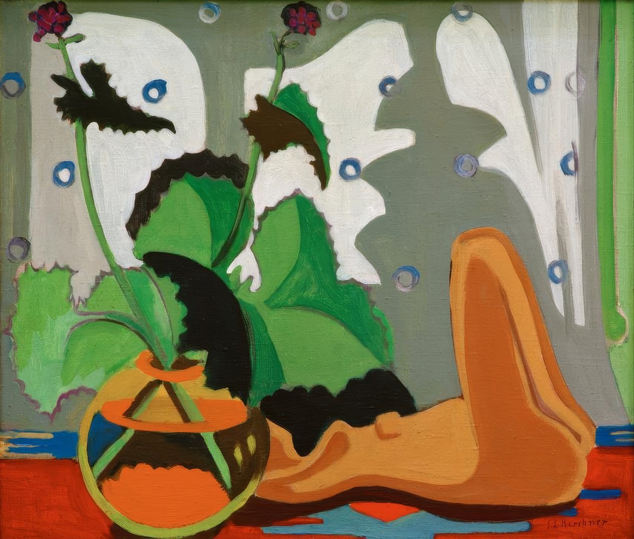 Csendélet műanyaggal az ablak előtt alkotó: Ernst Ludwig Kirchner