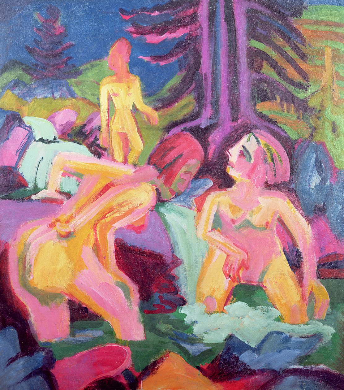 Három fürdőző egy patakban alkotó: Ernst Ludwig Kirchner