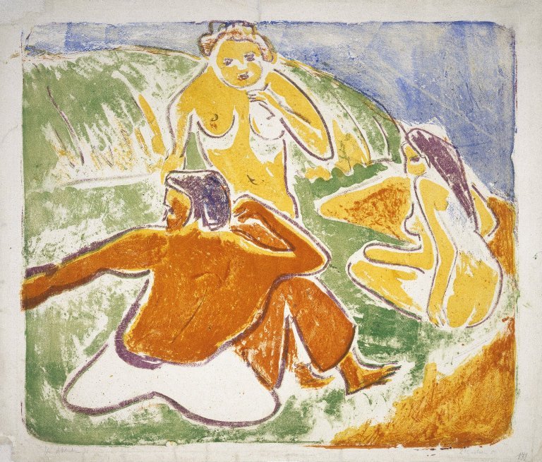 Három fürdőző a tengerparton alkotó: Ernst Ludwig Kirchner
