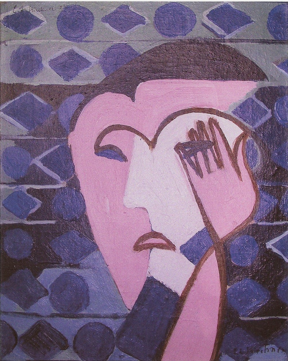 Szomorú nő feje alkotó: Ernst Ludwig Kirchner