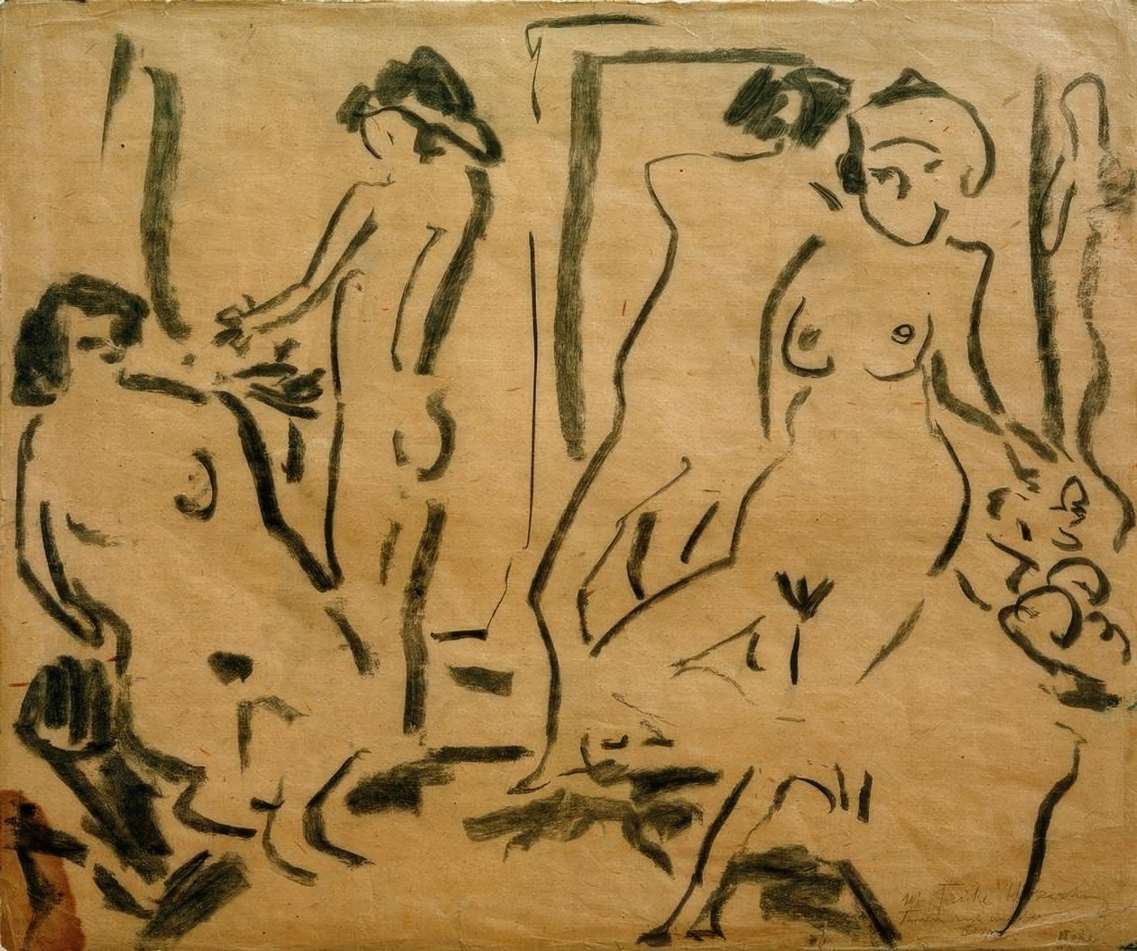 Négy női akt a stúdióban alkotó: Ernst Ludwig Kirchner