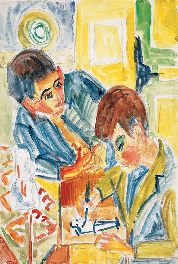 Fiúk rajzolnak alkotó: Ernst Ludwig Kirchner