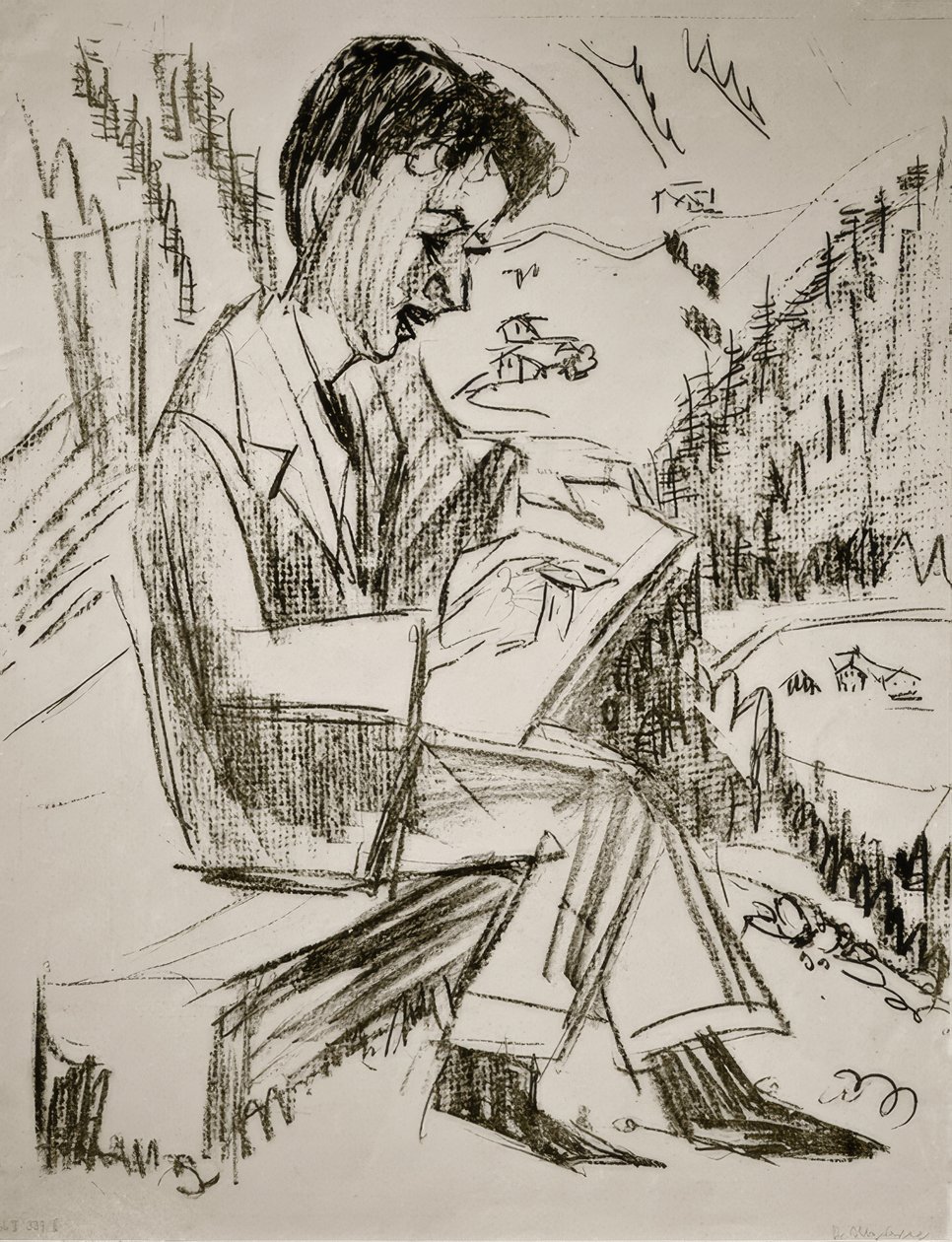 Fiatal férfi rajz alkotó: Ernst Ludwig Kirchner