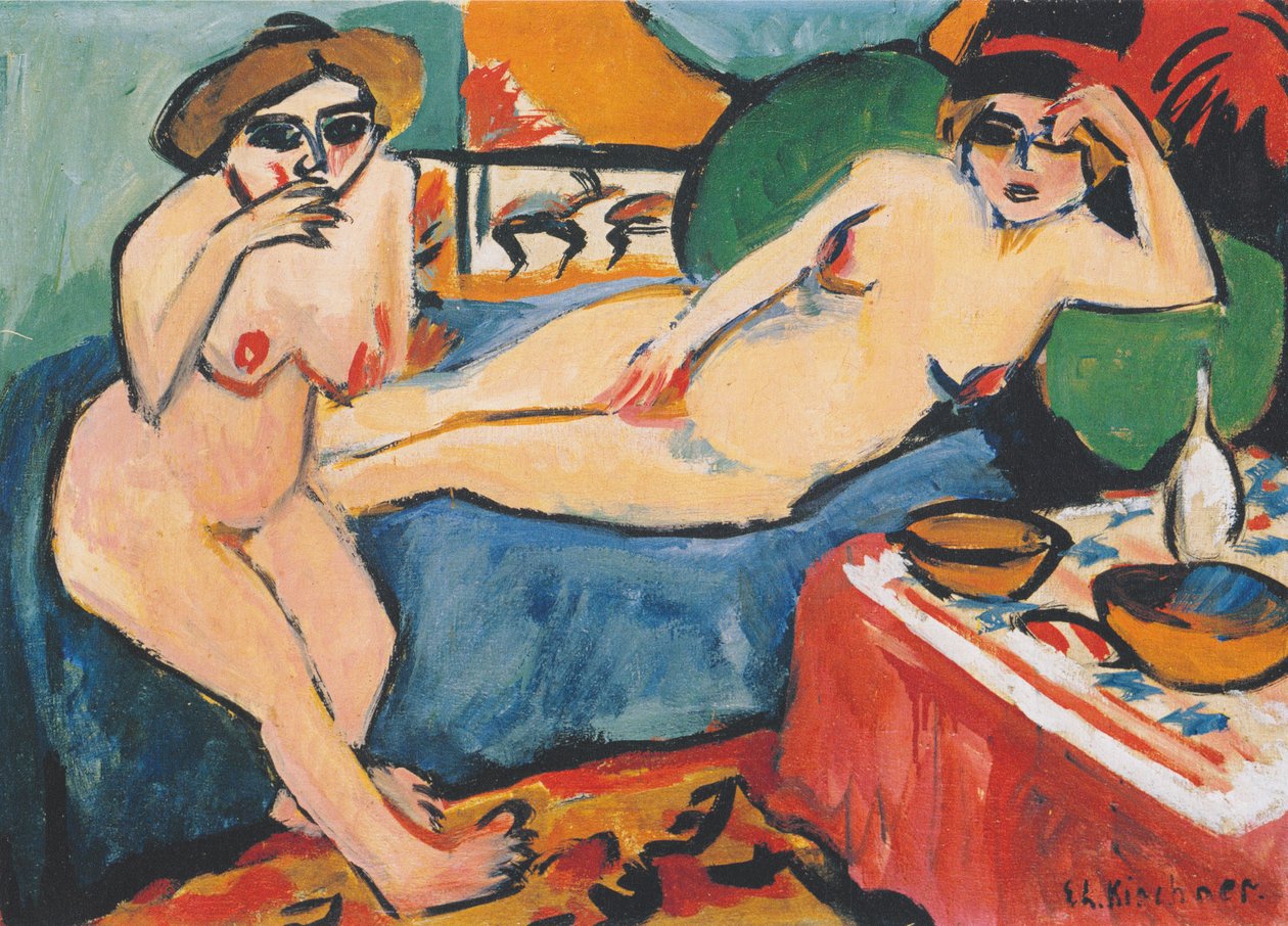 Két akt egy kék kanapén alkotó: Ernst Ludwig Kirchner