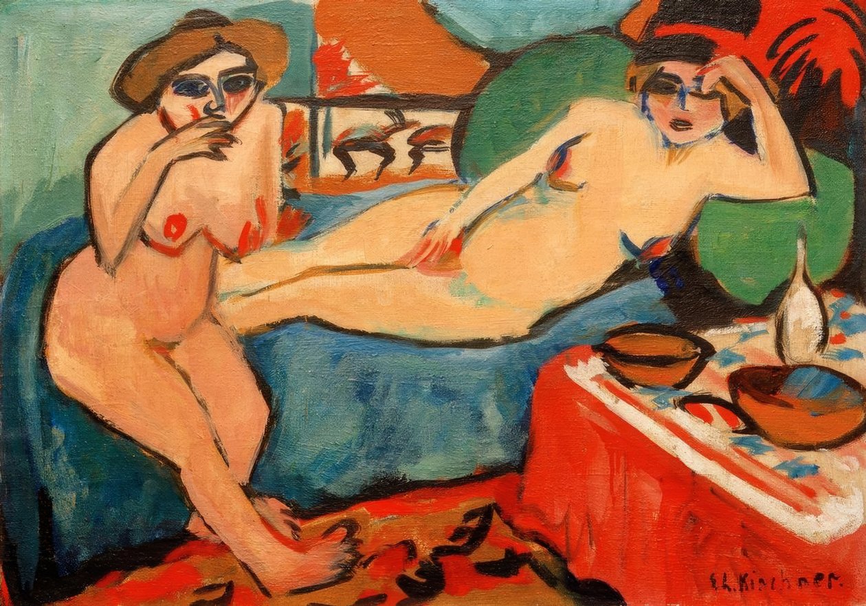 Két akt egy kék kanapén alkotó: Ernst Ludwig Kirchner