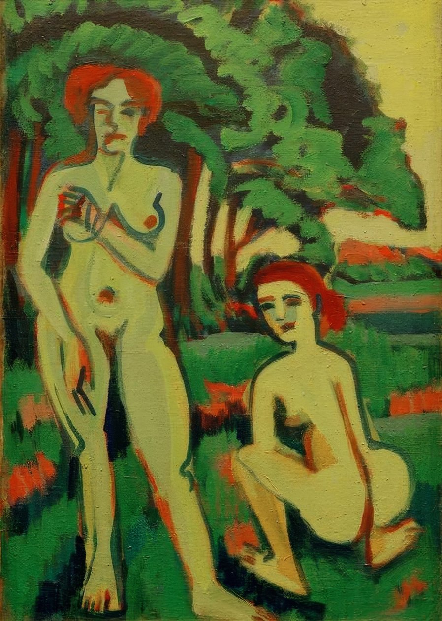 Két zöld akt vörös hajú lány alkotó: Ernst Ludwig Kirchner