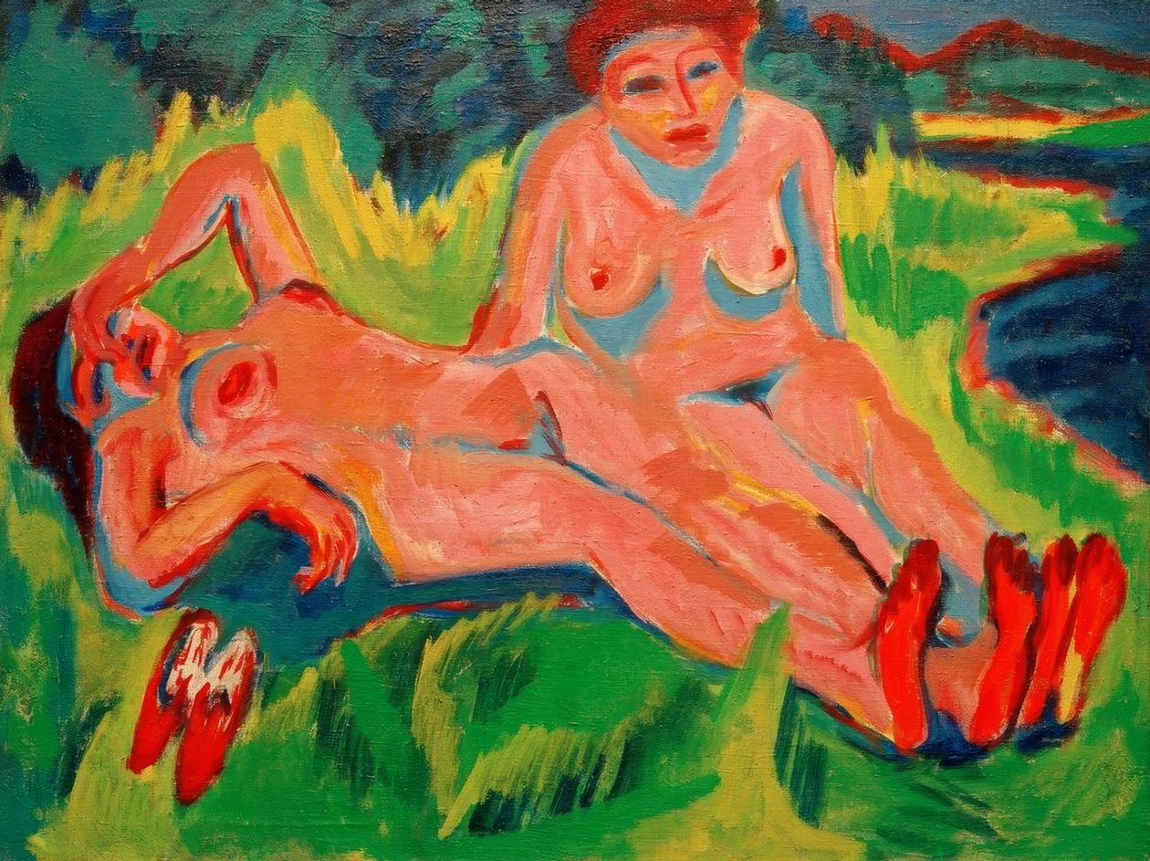 Két rózsaszín akt a tónál alkotó: Ernst Ludwig Kirchner