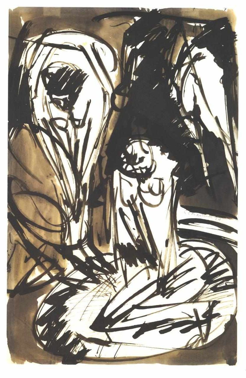 Két lány fürdik a kádban alkotó: Ernst Ludwig Kirchner