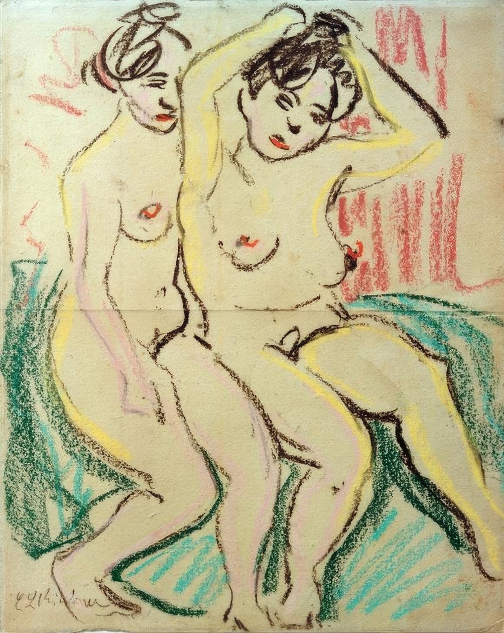 Két ülő akt alkotó: Ernst Ludwig Kirchner