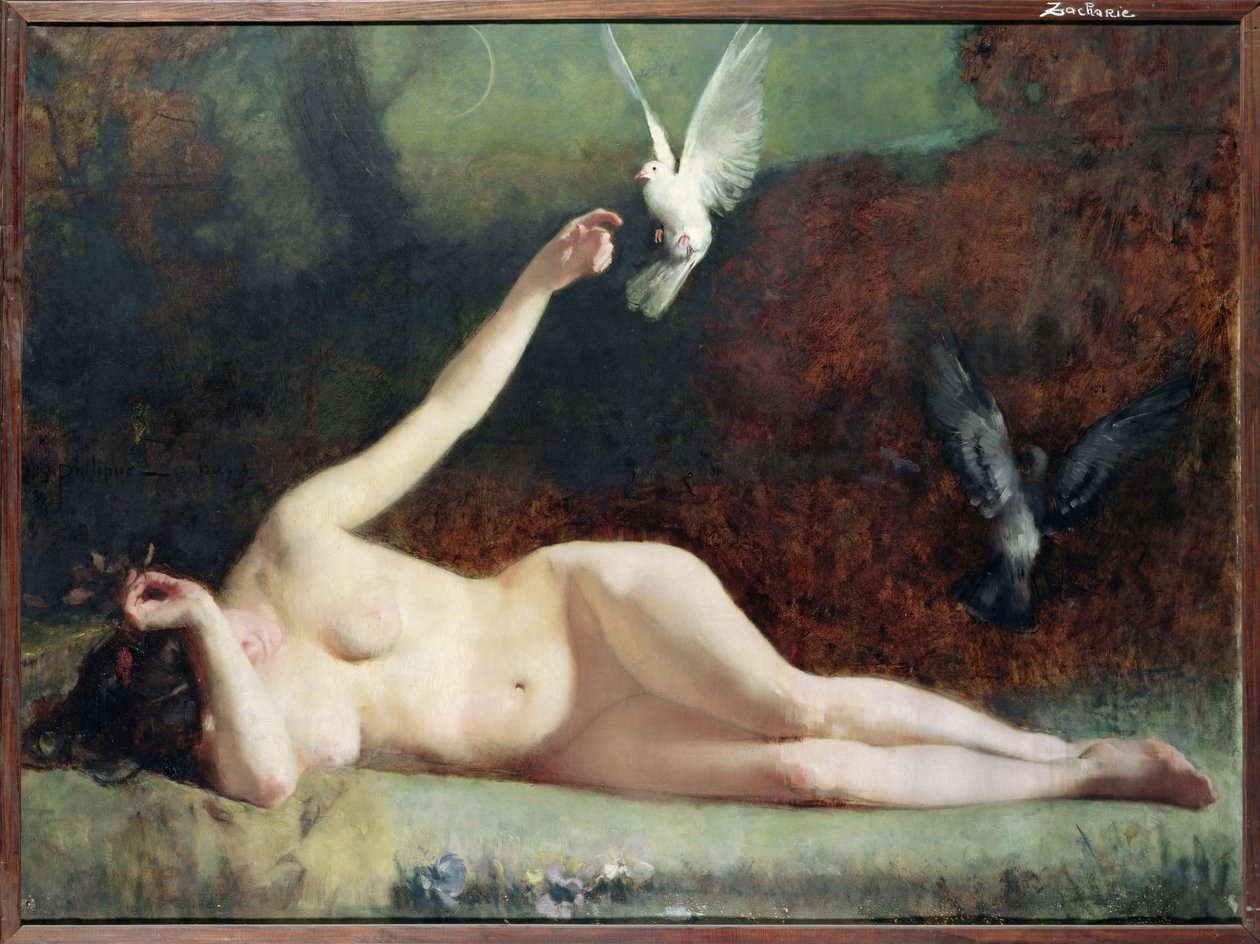 Nő galambokkal, 1883 körül alkotó: Ernst Philippe Zacharie