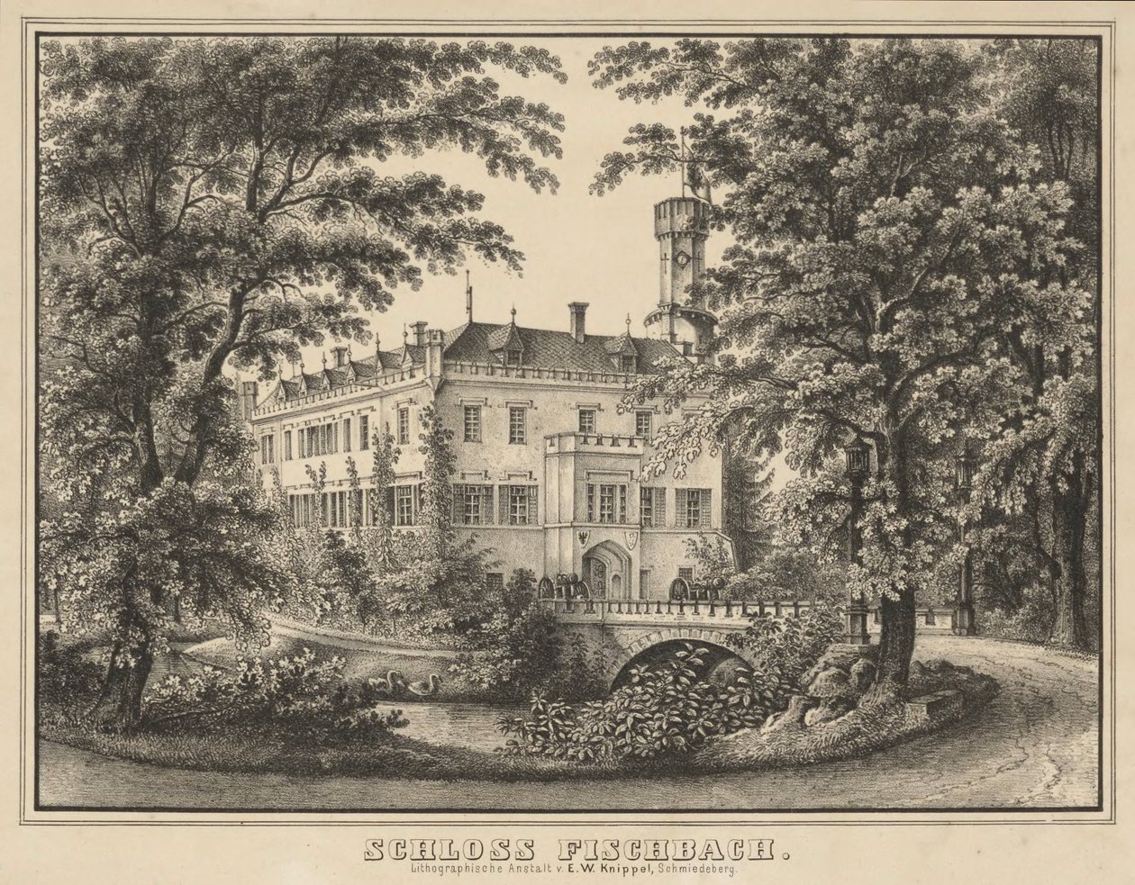 Fischbach kastély, 183 x 250 mm alkotó: Ernst Wilhelm Knippel