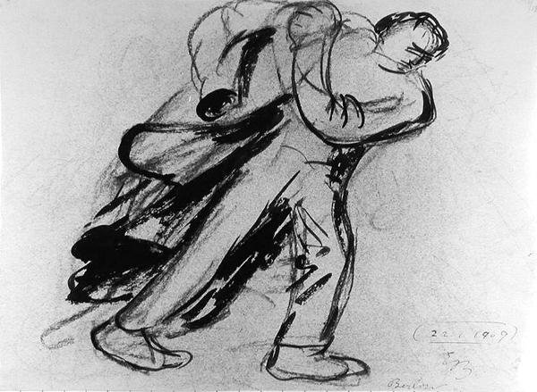 Férfi felvette a kabátját alkotó: Ernst Barlach