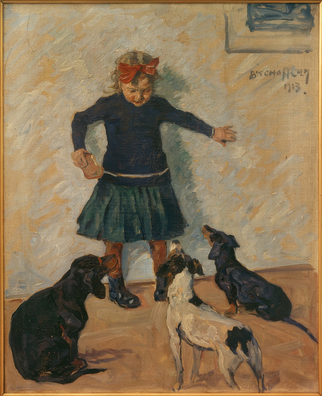 Lány kutyákkal alkotó: Ernst Bischoff Culm
