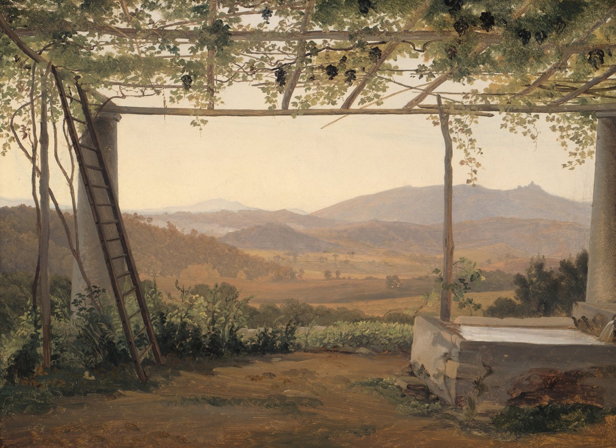 Szökőkút és pergola Olaszországban, 183035. alkotó: Ernst Christian Frederik Petzholdt