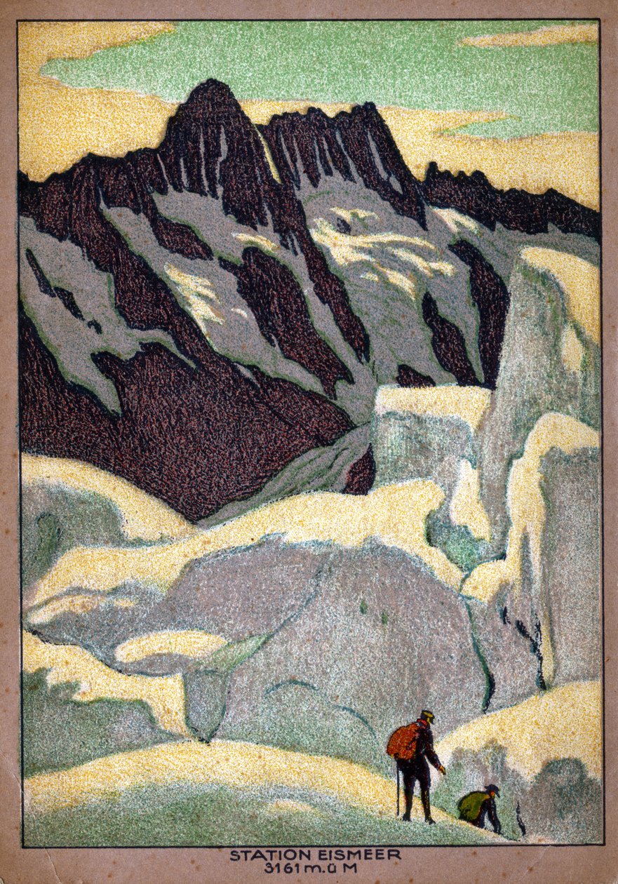 A grindelwaldi gleccser (Ischmeer) a svájci Alpokban. 1920-30 körül (illusztráció) alkotó: Ernst Emil Schlatter