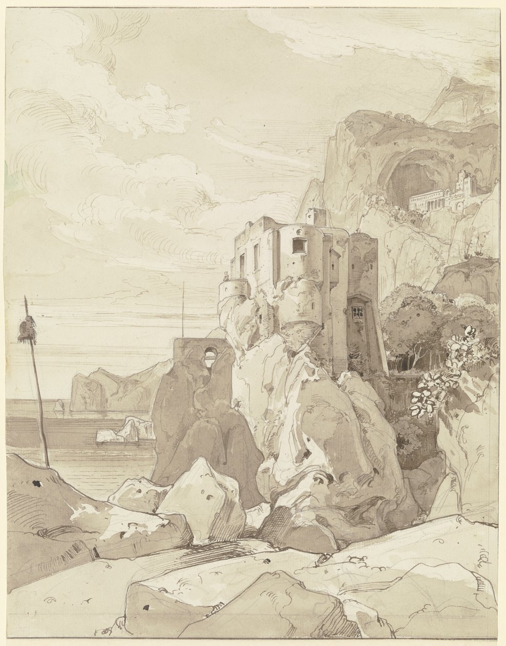 Amalfi, kilátás egy őrtoronyból S. Francesco felé alkotó: Ernst Fries