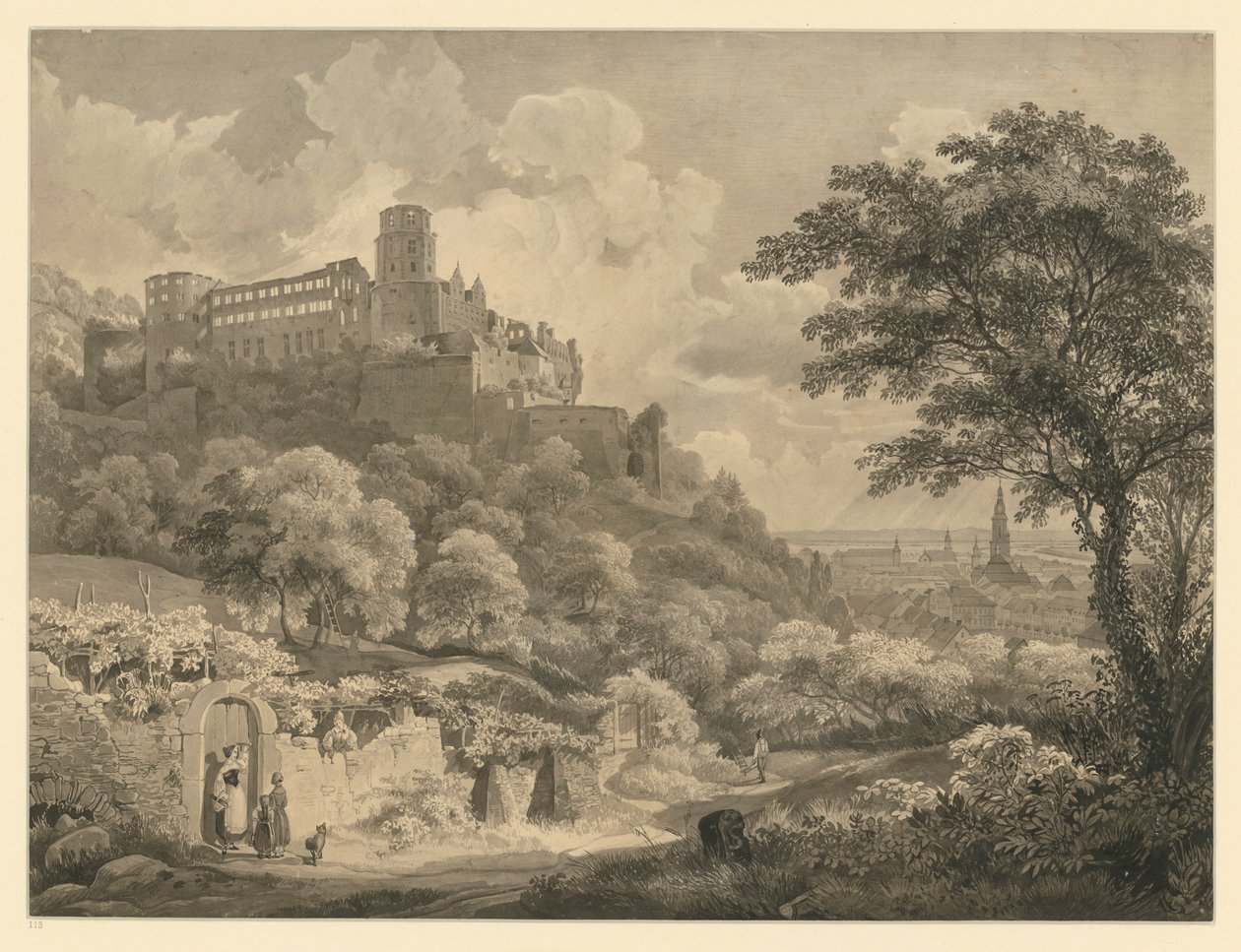 Heidelberg. Kilátás a kastélyra alkotó: Ernst Fries