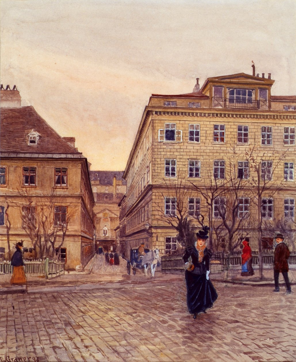 A Getreidemarkt és a Papagenogasse Bécsben alkotó: Ernst Graner