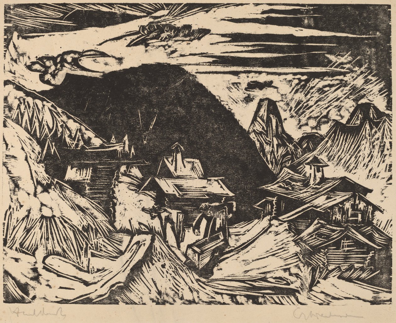 Alpesi legelő, 1918. alkotó: Ernst Ludwig Kirchner