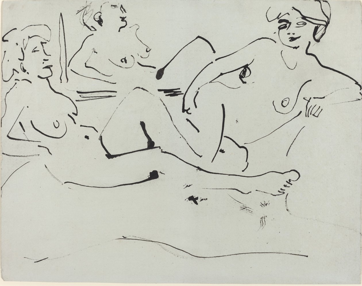 Dodo és egy idősebb nő a tükör előtt fekve, 1909. alkotó: Ernst Ludwig Kirchner