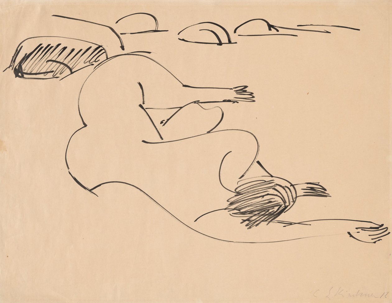 Erna hever a tengerparton sziklák között, 1912. alkotó: Ernst Ludwig Kirchner