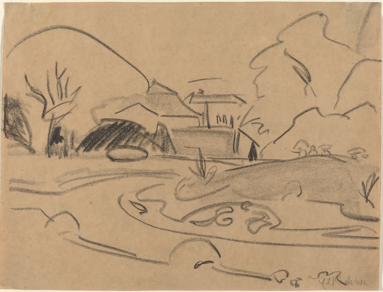 Gyalogutak és pavilon a drezdai Grosser Gartenben, c. 1909. alkotó: Ernst Ludwig Kirchner