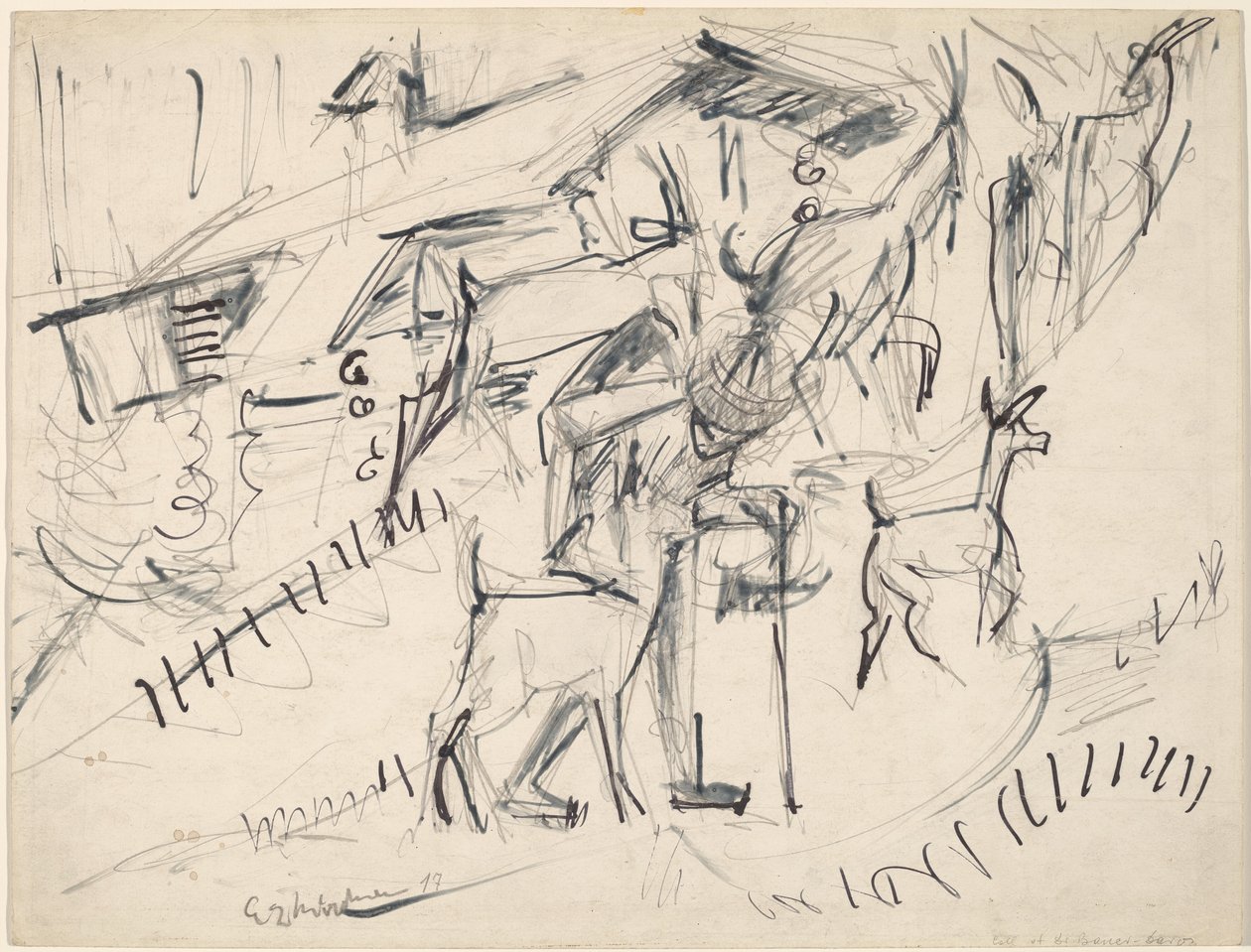 Kecskepásztor kecskékkel, 1917. alkotó: Ernst Ludwig Kirchner
