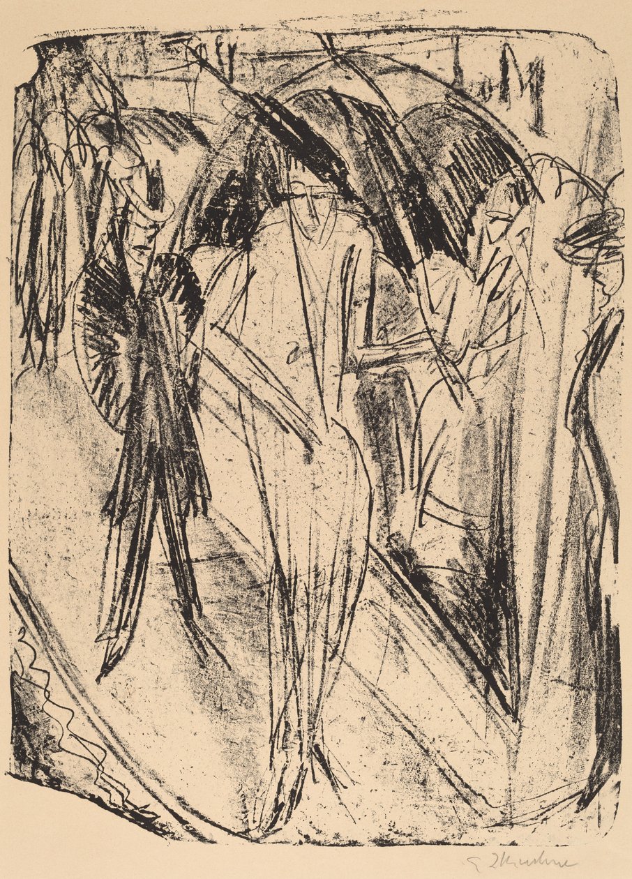 Lady in the Rain, 1914. alkotó: Ernst Ludwig Kirchner