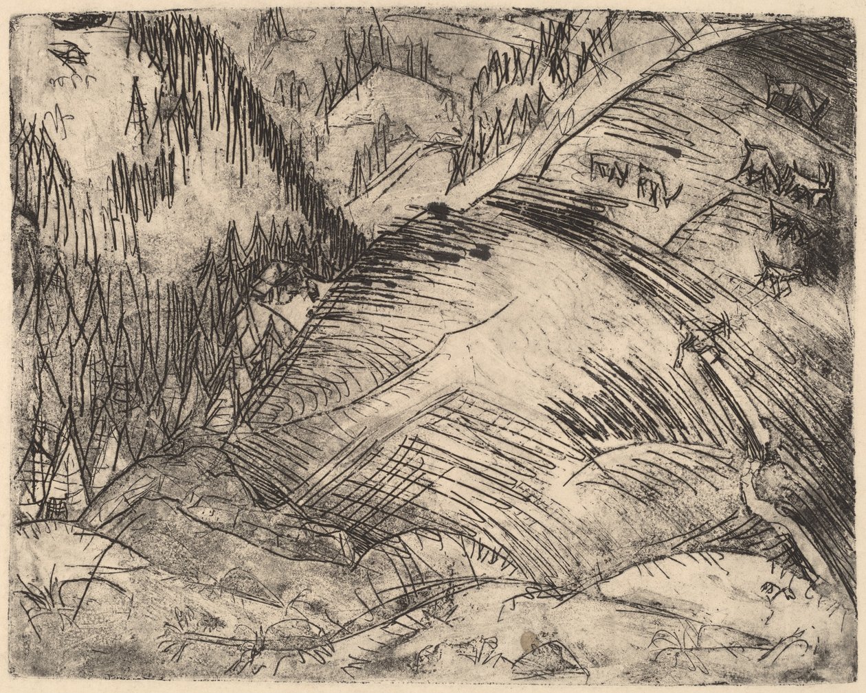 Hegyi lejtő kecskékkel, 1920. alkotó: Ernst Ludwig Kirchner