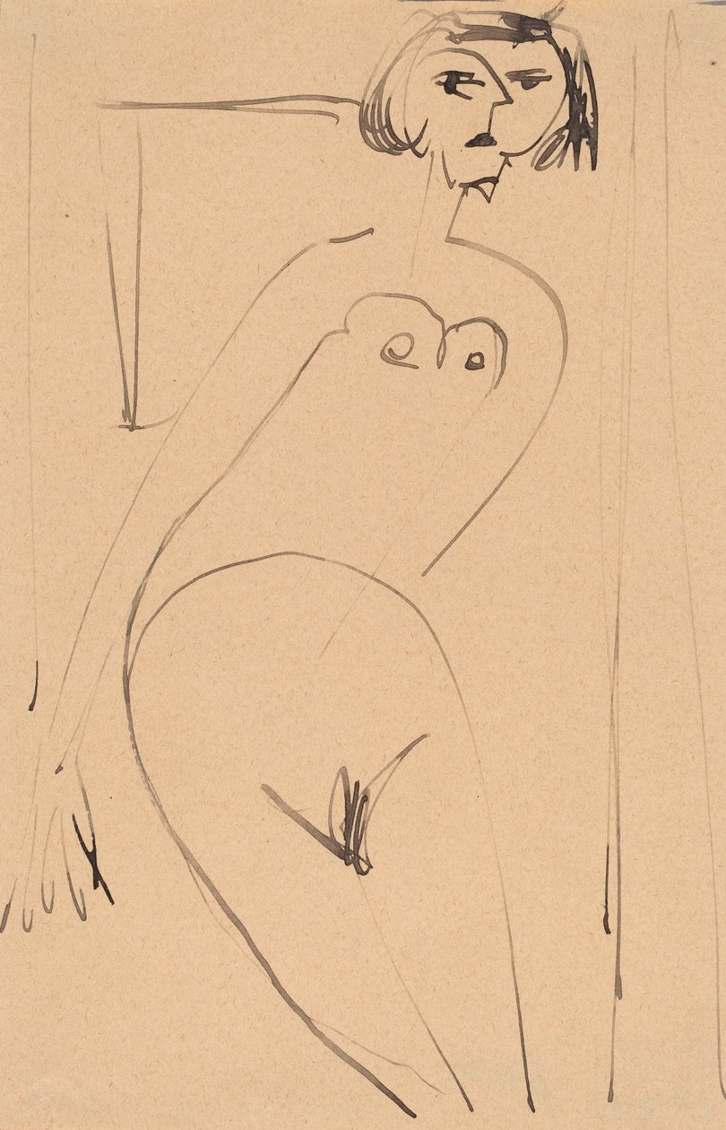 Akt, XX. század eleji, alkotó: Ernst Ludwig Kirchner