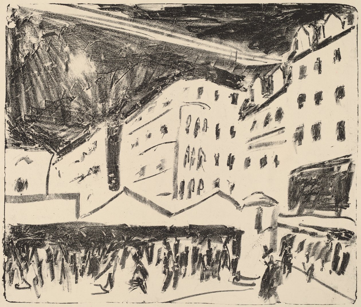 Régi piac Drezdában éves vásárral, 1910. alkotó: Ernst Ludwig Kirchner