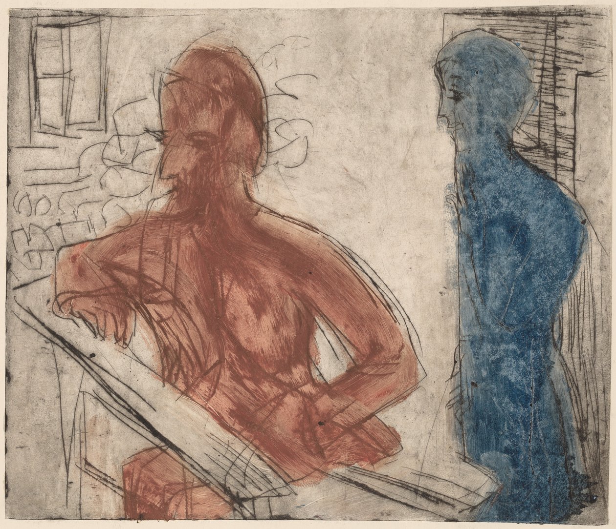 Paraszt és lány, 1921. alkotó: Ernst Ludwig Kirchner