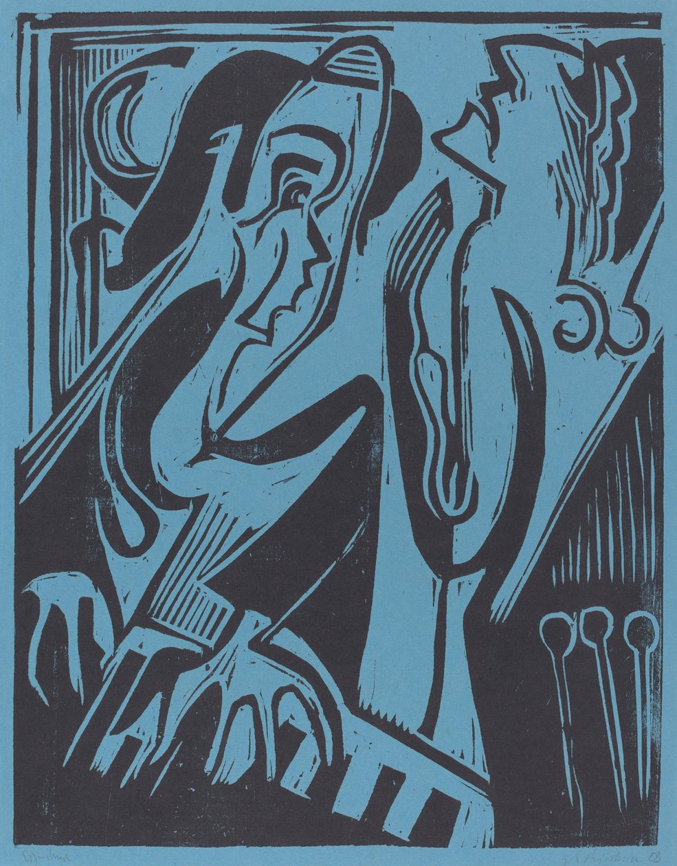 Zongoraművész és énekes, 1928. alkotó: Ernst Ludwig Kirchner