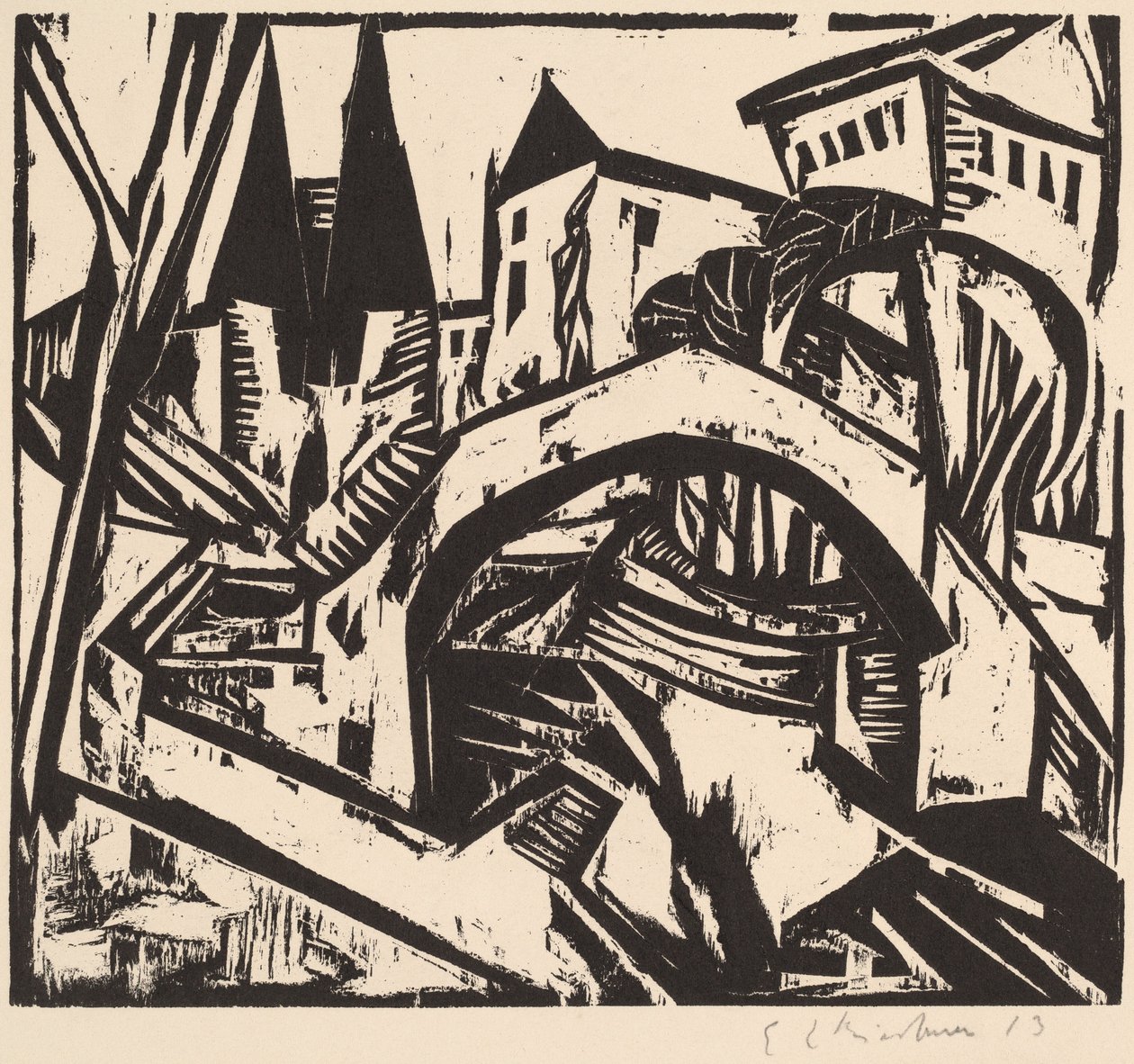 Folyópart Erzsébet Berlinnél, 1912-1913. alkotó: Ernst Ludwig Kirchner