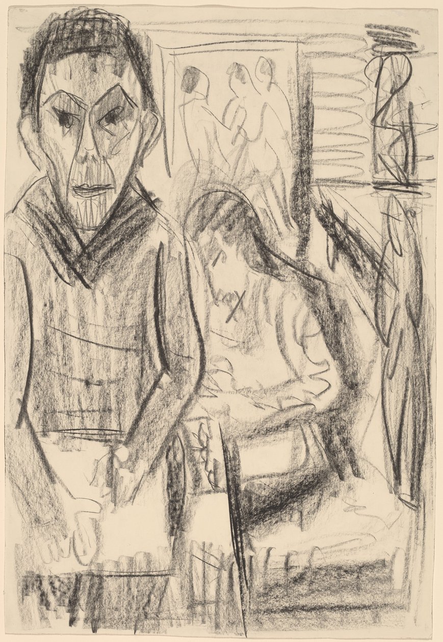 Önarckép a műteremben, 1923. alkotó: Ernst Ludwig Kirchner