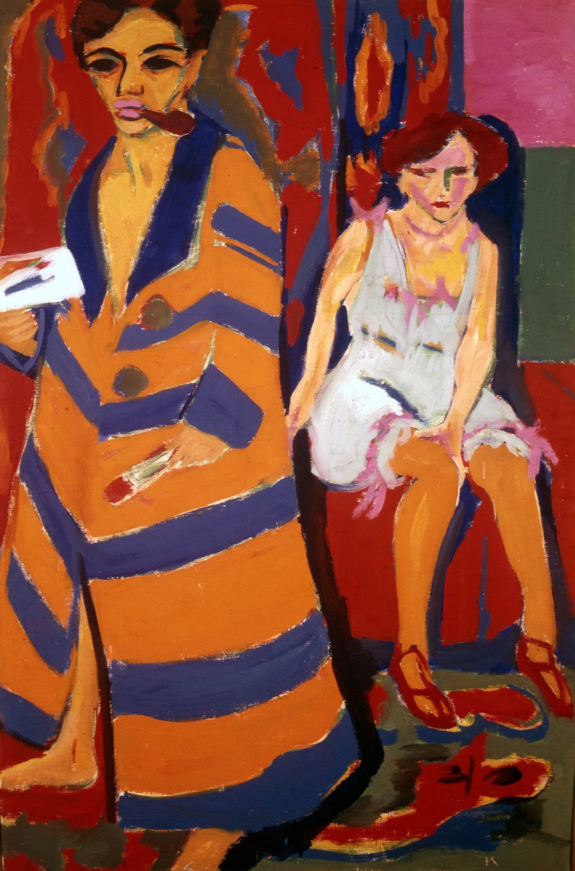 „Önarckép modellel”, 1907 alkotó: Ernst Ludwig Kirchner